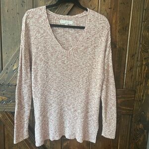 LOFT Marled Knit Sweater in Rust and White